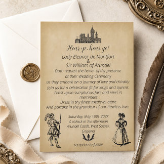 Medieval Renaissance Faux Parchment Wedding Invitation