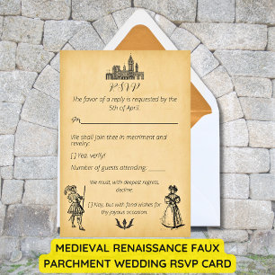 Medieval Renaissance Faux Parchment Wedding RSVP Card