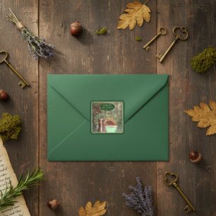 Medieval Renaissance Floral and Sword Gold  Square Sticker