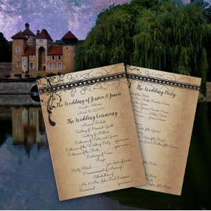 Medieval Renaissance Gold & Black Wedding Program