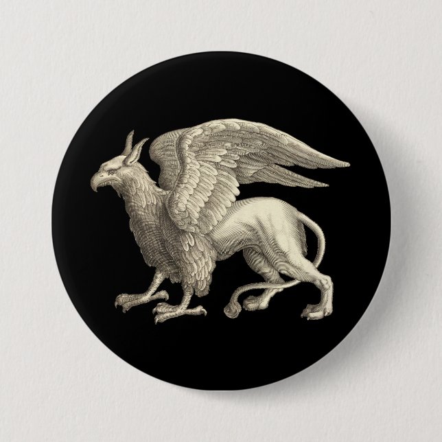 Medieval Renaissance Griffin 3 Inch Round Button (Front)
