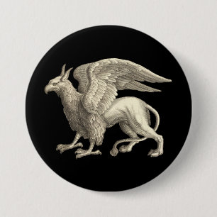 Medieval Renaissance Griffin 3 Inch Round Button