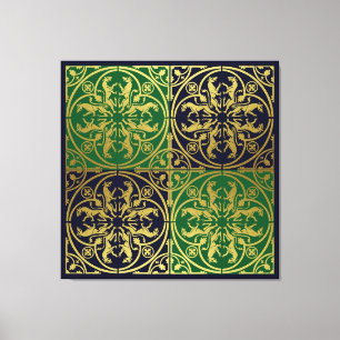 Medieval Renaissance Herald Lion Leopard Metallic Canvas Print