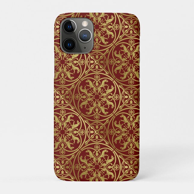 Medieval Renaissance Herald Lion Leopard Metallic  Case-Mate iPhone Case (Back)