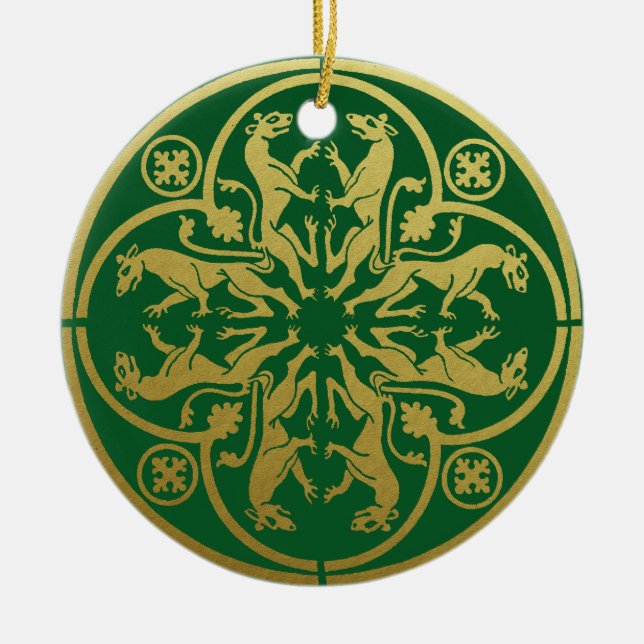 Medieval Renaissance Herald Lion Leopard Metallic  Ceramic Ornament (Front)