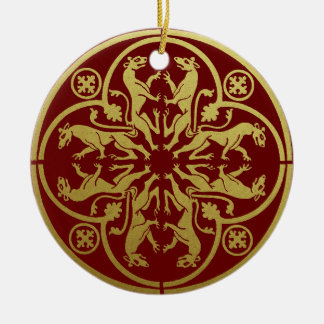 Medieval Renaissance Herald Lion Leopard Metallic Ceramic Ornament