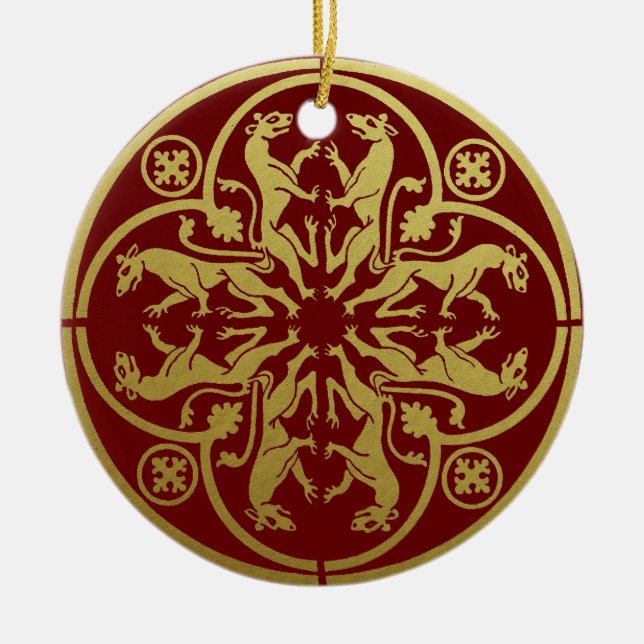 Medieval Renaissance Herald Lion Leopard Metallic  Ceramic Ornament (Front)