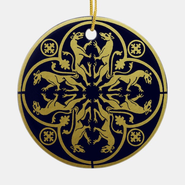Medieval Renaissance Herald Lion Leopard Metallic  Ceramic Ornament (Front)