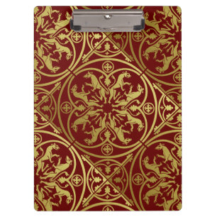 Medieval Renaissance Herald Lion Leopard Metallic  Clipboard
