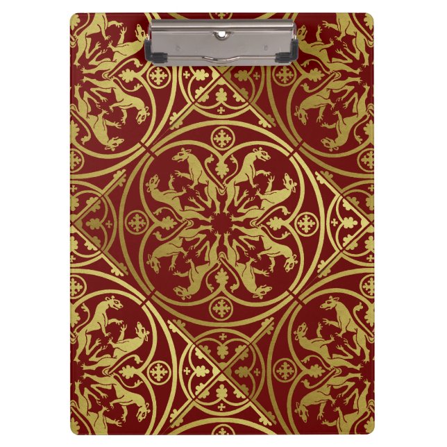 Medieval Renaissance Herald Lion Leopard Metallic  Clipboard (Front)