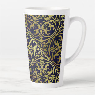 Medieval Renaissance Herald Lion Leopard Metallic  Latte Mug