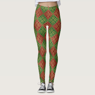 Medieval Renaissance Herald Lion Leopard Metallic  Leggings