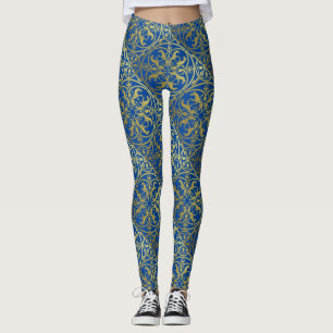 Medieval Renaissance Herald Lion Leopard Metallic Leggings