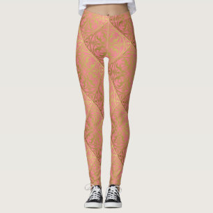 Medieval Renaissance Herald Lion Leopard Metallic  Leggings