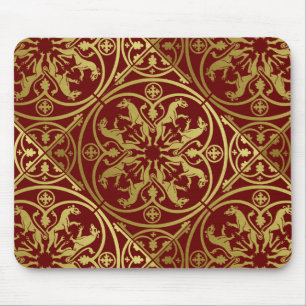 Medieval Renaissance Herald Lion Leopard Metallic Mouse Pad