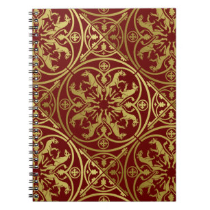 Medieval Renaissance Herald Lion Leopard Metallic Notebook