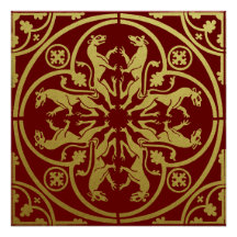Medieval Renaissance Herald Lion Leopard Metallic 