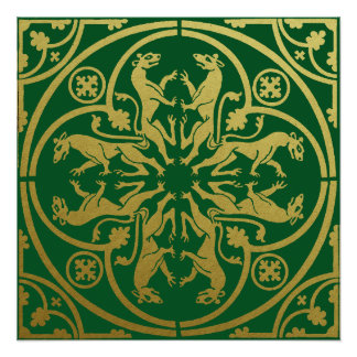 Medieval Renaissance Herald Lion Leopard Metallic Poster