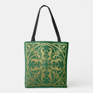 Medieval Renaissance Herald Lion Leopard Metallic  Tote Bag