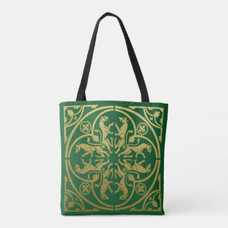 Medieval Renaissance Herald Lion Leopard Metallic Tote Bag