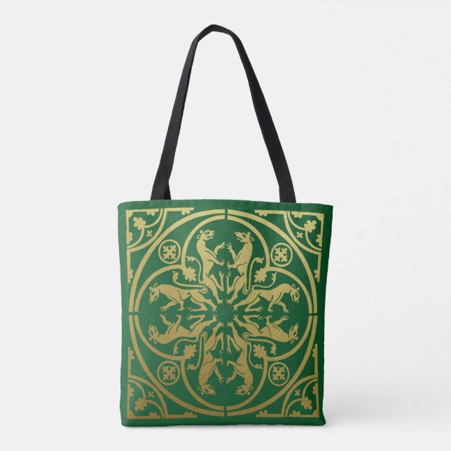 Medieval Renaissance Herald Lion Leopard Metallic  Tote Bag (Back)