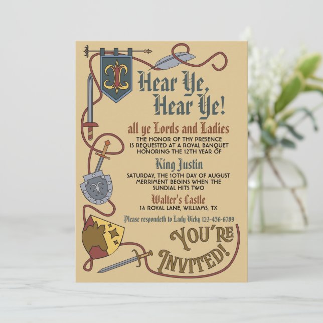 Medieval Renaissance King Birthday Invitation (Standing Front)
