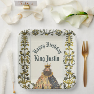 Medieval Renaissance King Birthday Paper Plate