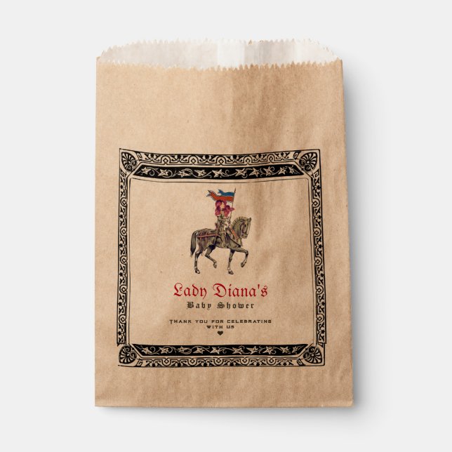 Medieval Renaissance Knight Renfaire Baby Shower Favour Bag (Front)
