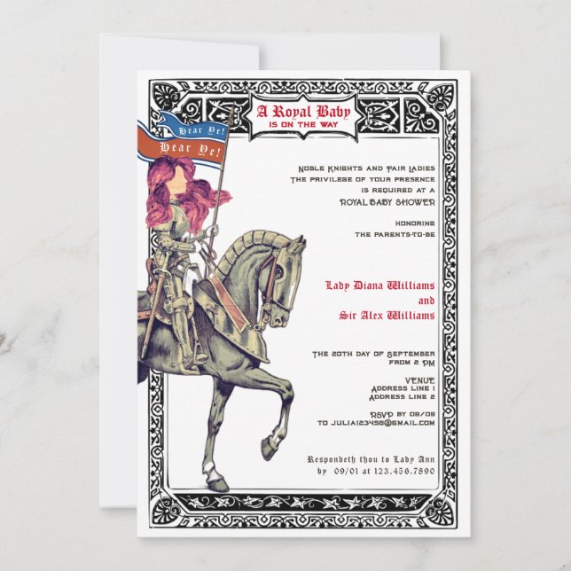 Medieval Renaissance Knight Renfaire Baby Shower Invitation (Front)