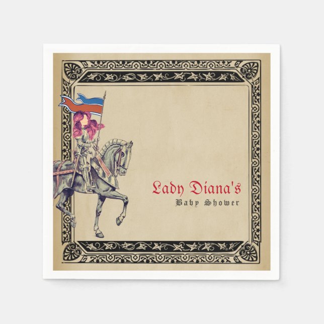 Medieval Renaissance Knight Renfaire Baby Shower Napkin (Front)