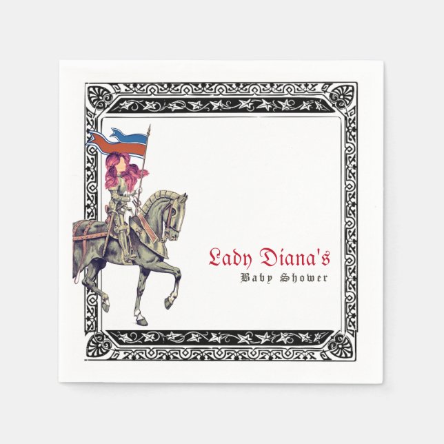 Medieval Renaissance Knight Renfaire W Baby Shower Napkin (Front)