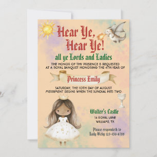 Medieval Renaissance Princess Birthday Invitation