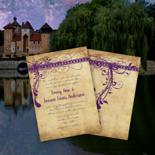 Medieval Renaissance Purple Faux Parchment Invitation