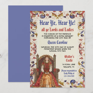 Medieval Renaissance Queen Birthday Invitation