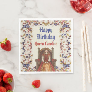 Medieval Renaissance Queen Birthday Invitation Napkin