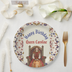 Medieval Renaissance Queen Birthday Paper Plate