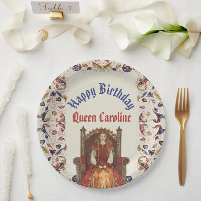 Medieval Renaissance Queen Birthday Paper Plate (Wedding)