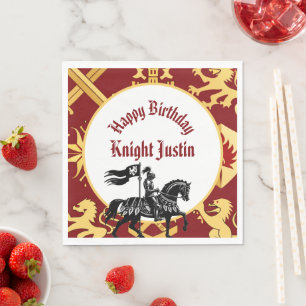 Medieval Renaissance Royal Knight Birthday Napkin
