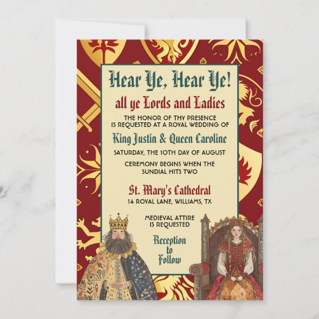 Medieval Renaissance Royal Wedding Invitation (Front)