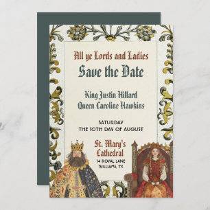 Medieval Renaissance Royal Wedding Save the Date Invitation