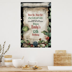 Medieval Renaissance Scroll Birthday  Poster