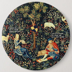 Medieval Renaissance Tapestry  Shepherds and Sheep 6 Inch Round Button