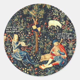 Medieval Renaissance Tapestry  Shepherds and Sheep Classic Round Sticker