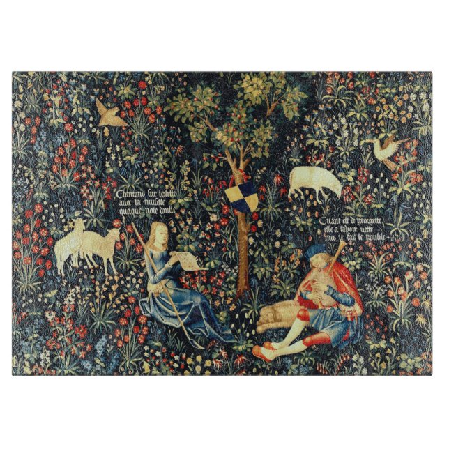 Medieval Renaissance Tapestry  Shepherds and Sheep Cutting Board (Front)