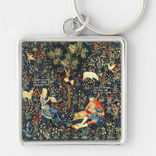 Medieval Renaissance Tapestry  Shepherds and Sheep Keychain