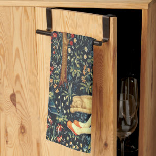 Medieval Renaissance Tapestry  Shepherds and Sheep Kitchen Towel