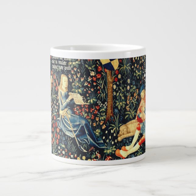 Medieval Renaissance Tapestry  Shepherds and Sheep Large Coffee Mug (Front)