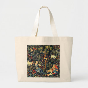 Medieval Renaissance Tapestry Shepherds and Sheep Large Tote Bag