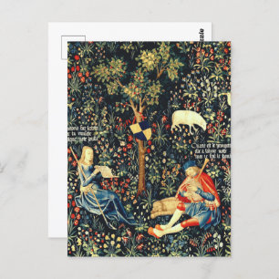 Medieval Renaissance Tapestry  Shepherds and Sheep Postcard