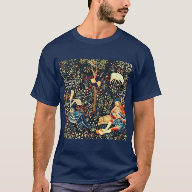 Medieval Renaissance Tapestry  Shepherds and Sheep T-Shirt (Front)